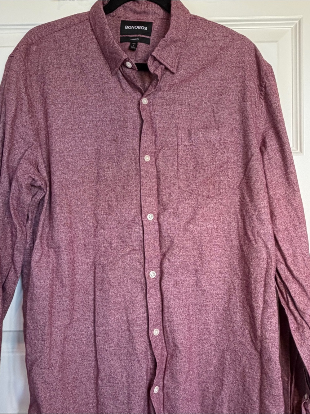Bonobos Men’s L Long Sleeve Shirt Burgundy Maroon 100% Cotton Standard Fit